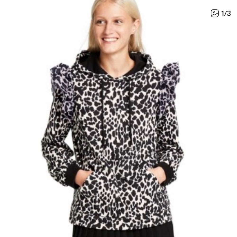 Sandy Liang for Target | Black and White Animal Print Hoodie | size Medium EUC